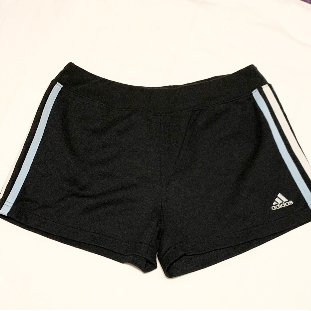adidas Black Athletic Shorts with White Stripes